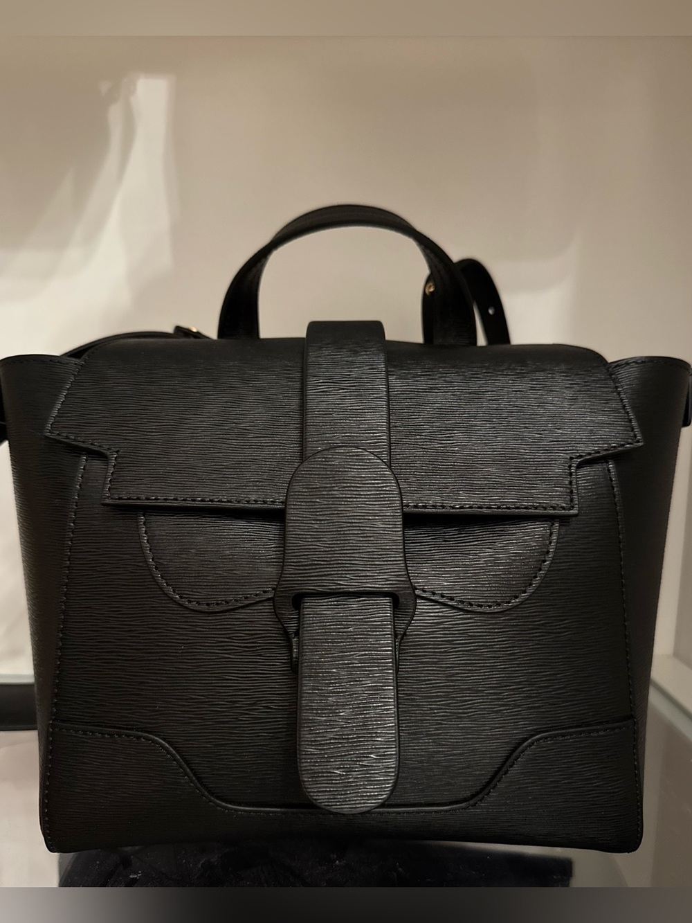 NWT Senreve black mini maestra bag mimosa leather gold hardware tags attached